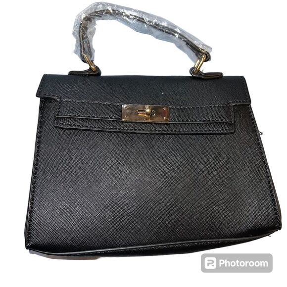 Boutique Womens Small Purse Handbag Black with Gold Chain Shoulder Strap - Picture 11 of 13